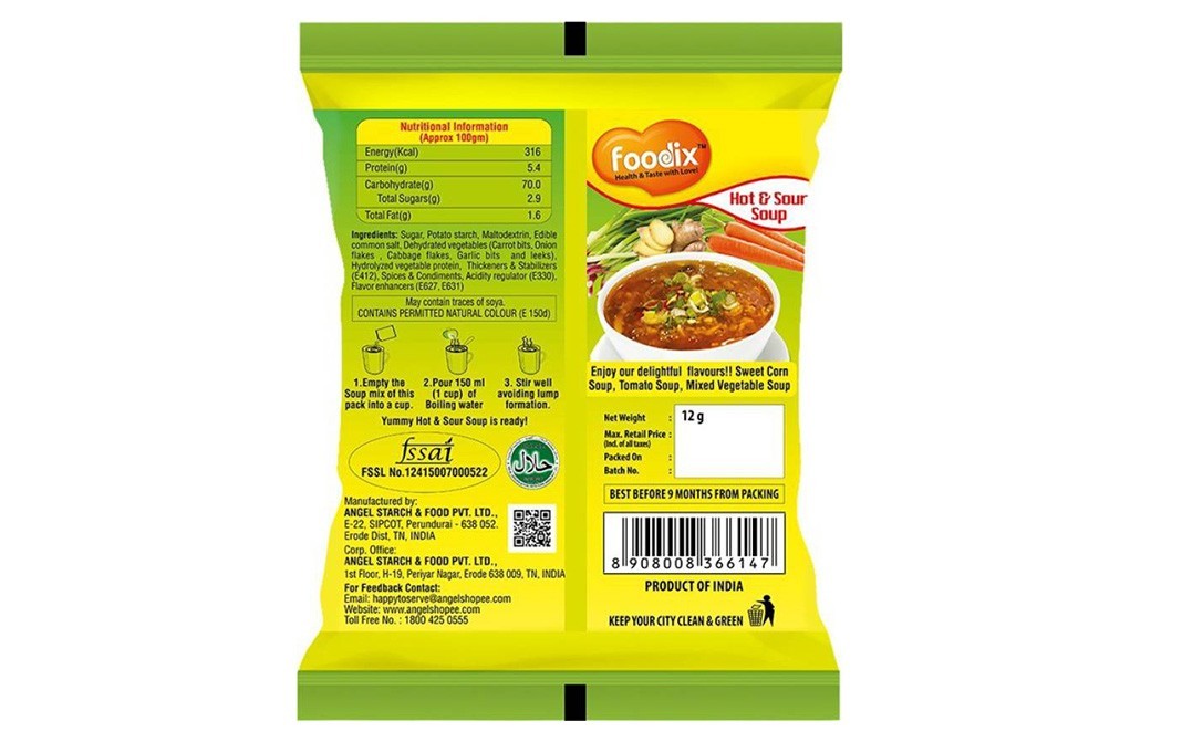 Foodix Hot & Sour Soup    Pack  12 grams